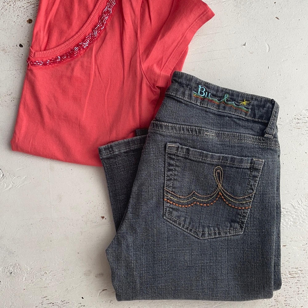 [ Bu from Malibu Dark Wash Black Gray Denim Boot Cut Jeans ] 28
